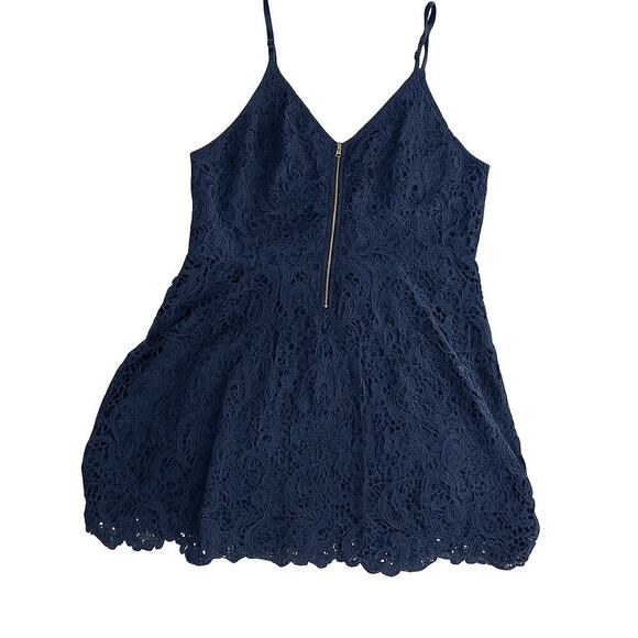 K. Jordan 1X Navy Lace Dress Lined Spaghetti Straps Wedding Guest Cocktail - Picture 9 of 12